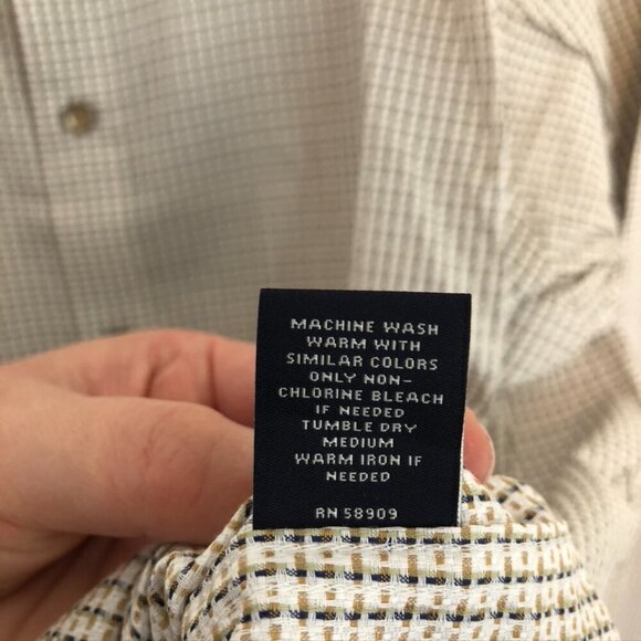 NEW NWT HART SCHAFFNER MARX Mens White Tan Brown Woven Checkered Button Down XL - Picture 8 of 11